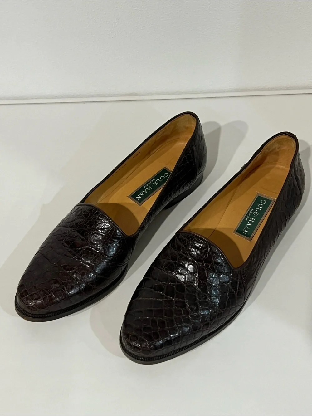 Cole Haan Women’s Dark Brown Crocodile Leather Loafers
